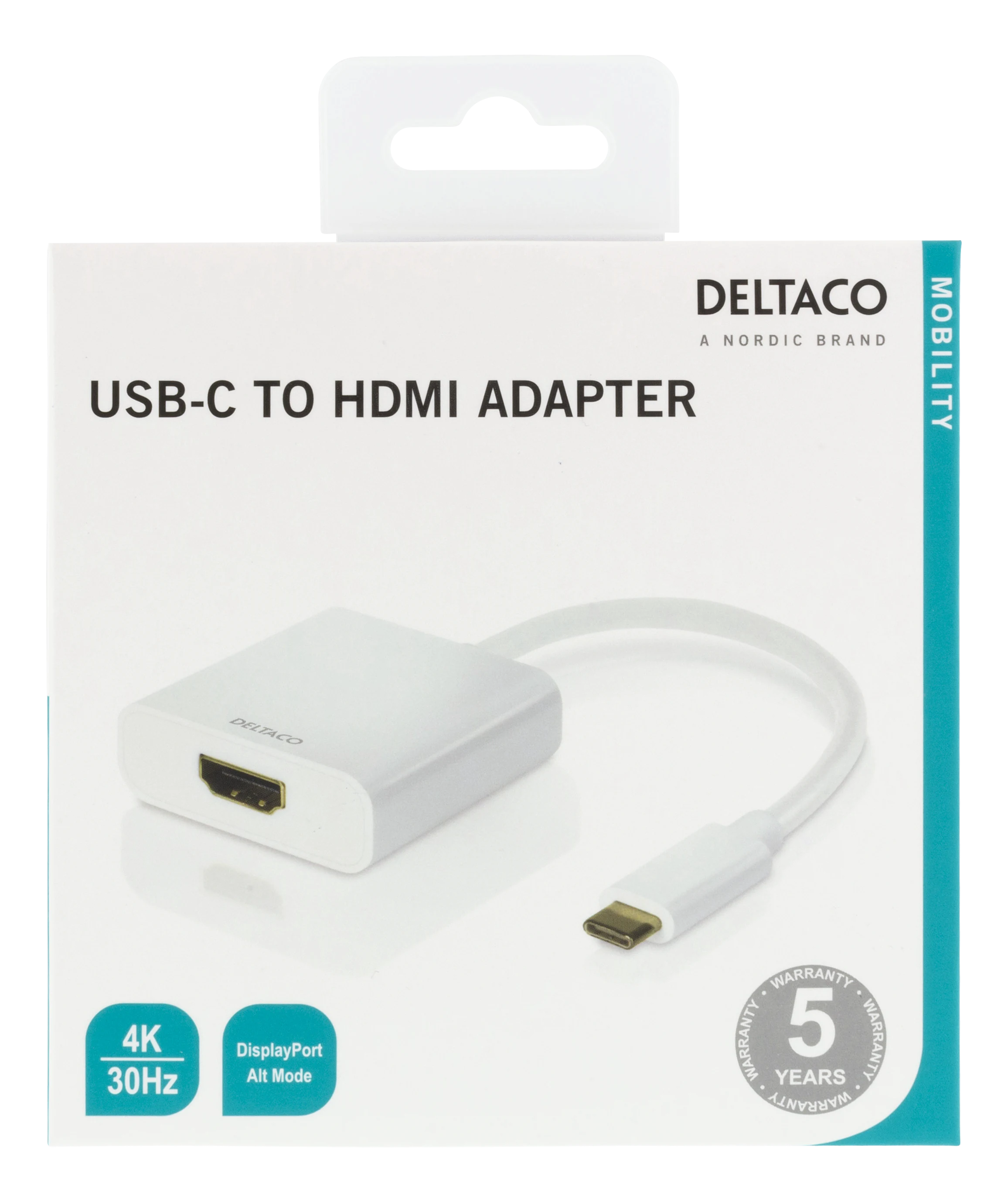 USB-C til HDMI adapter 4K UHD, Hvid