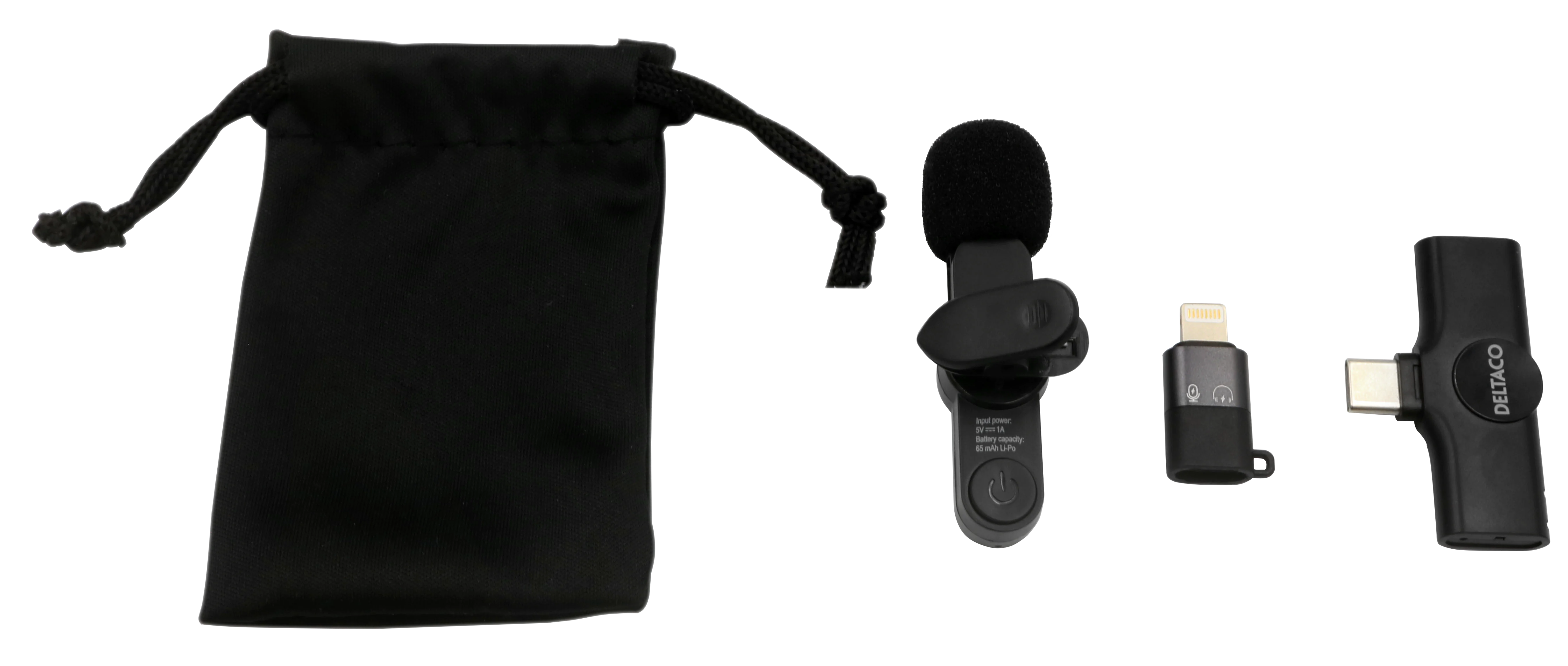 Trådløs mikrofon USB-C / Lightning, Sort