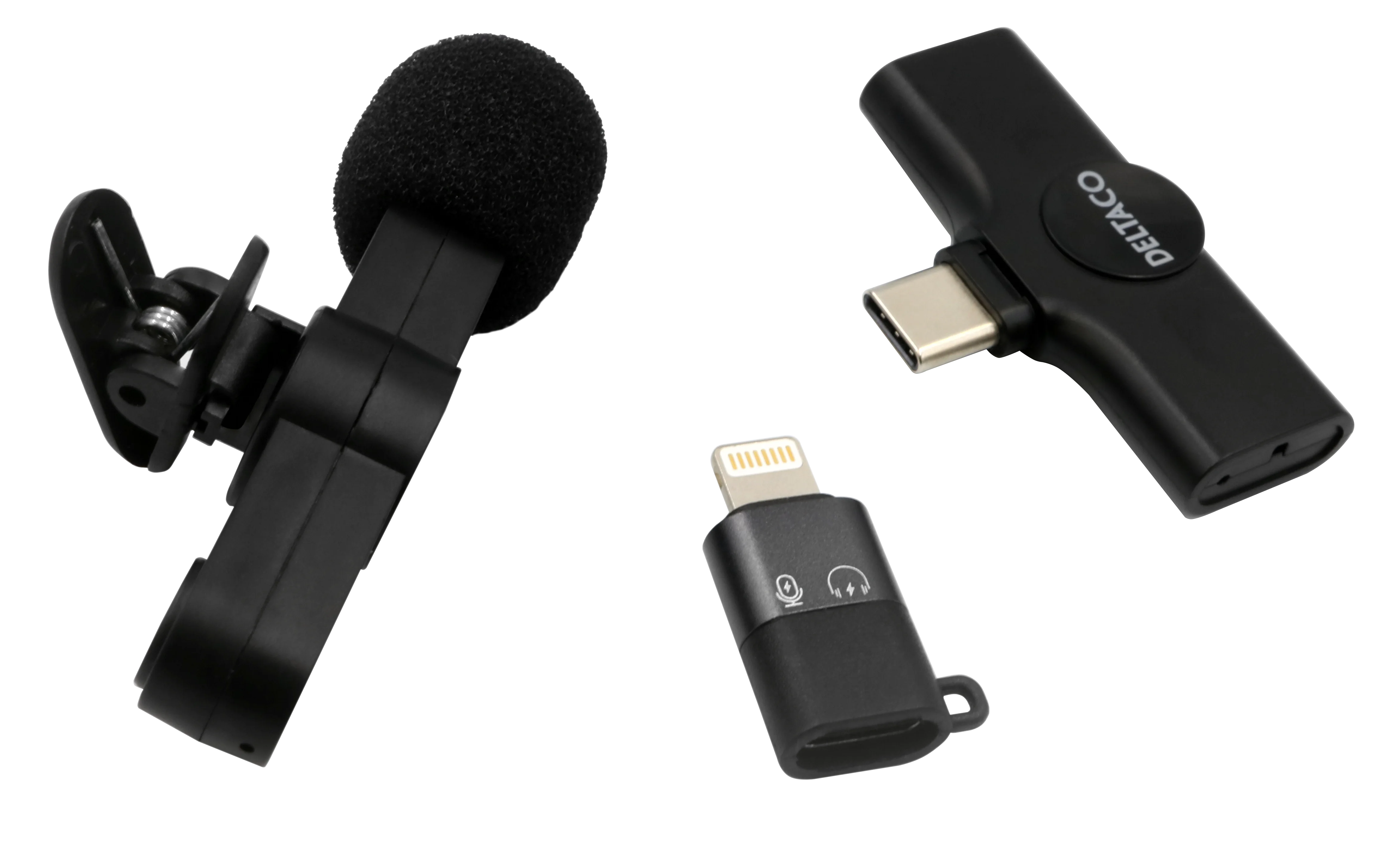 Trådløs mikrofon USB-C / Lightning, Sort