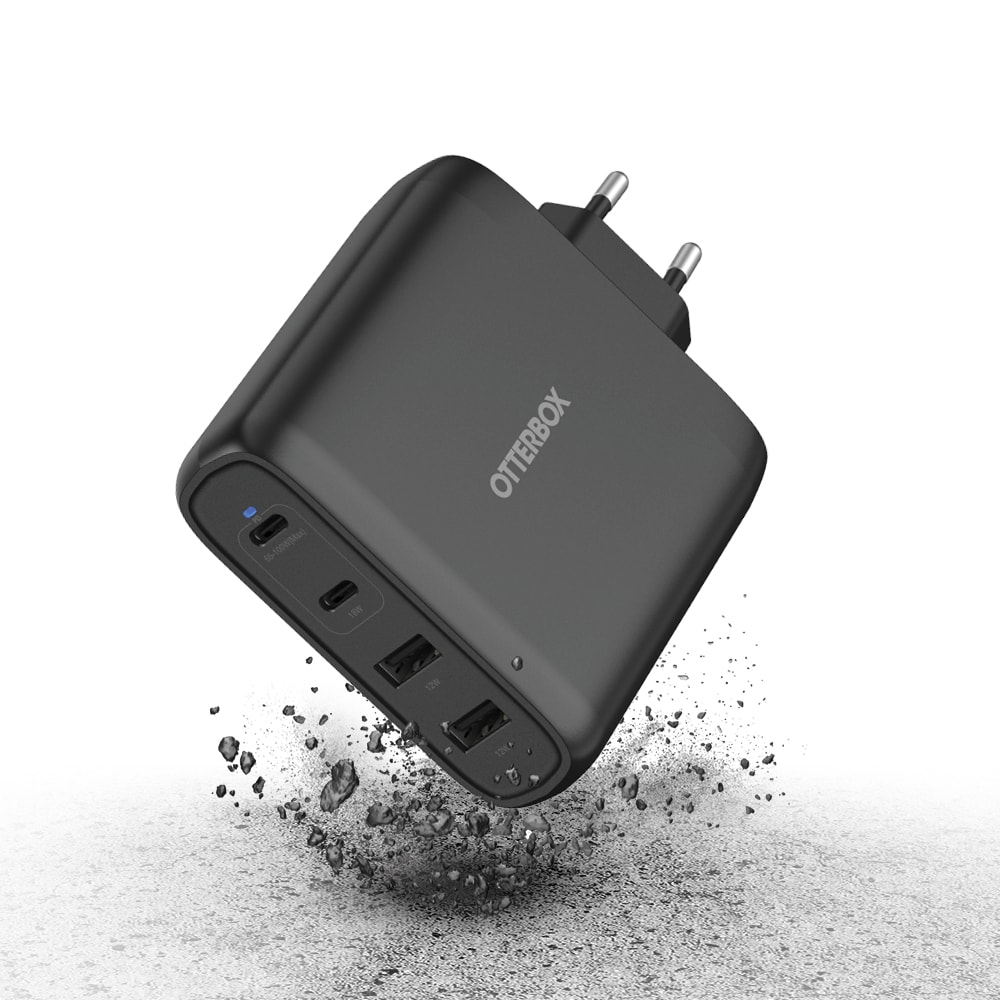Vægoplader 2x USB-C + 2x USB-A GaN 100W, Black