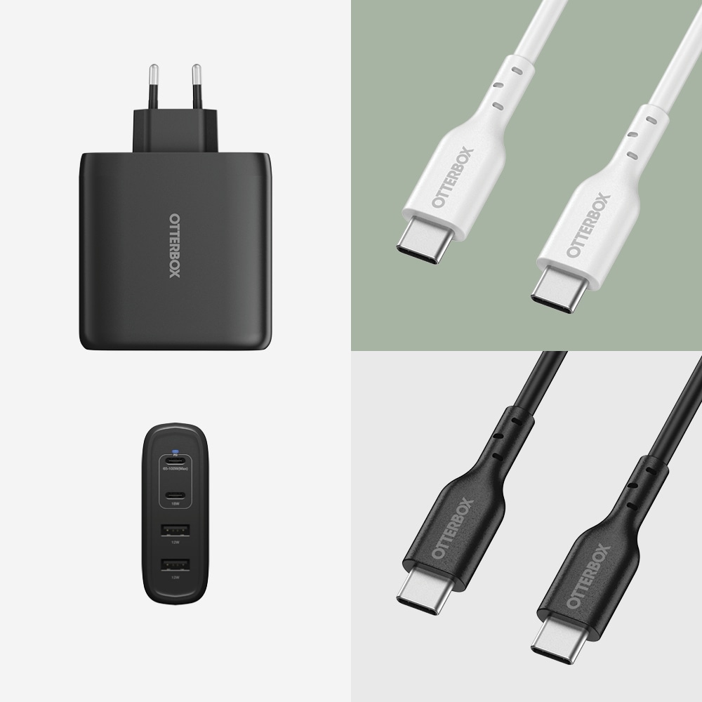 Vægoplader 2x USB-C + 2x USB-A GaN 100W, Black