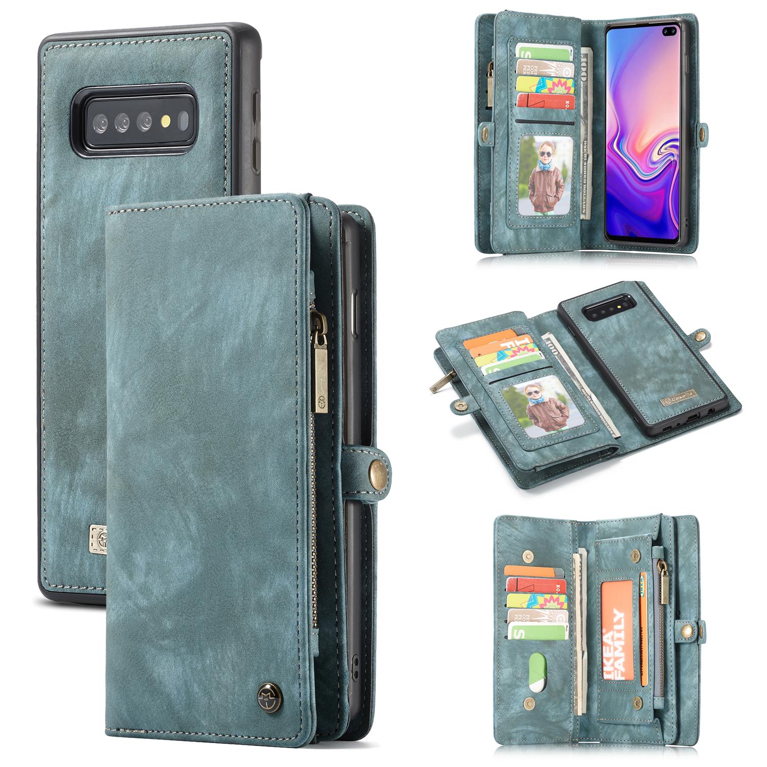 Samsung Galaxy S10 Rummeligt pungetui med mange kortholdere, Blå