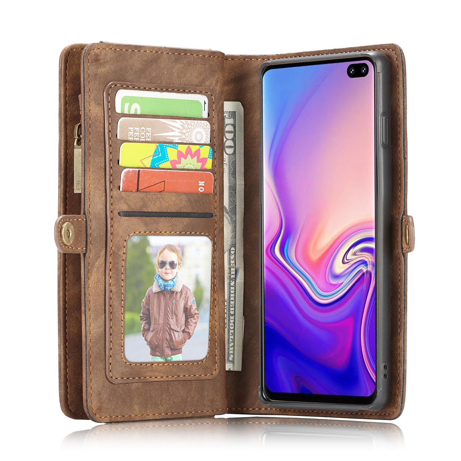 Samsung Galaxy S10 Rummeligt pungetui med mange kortholdere, Brun