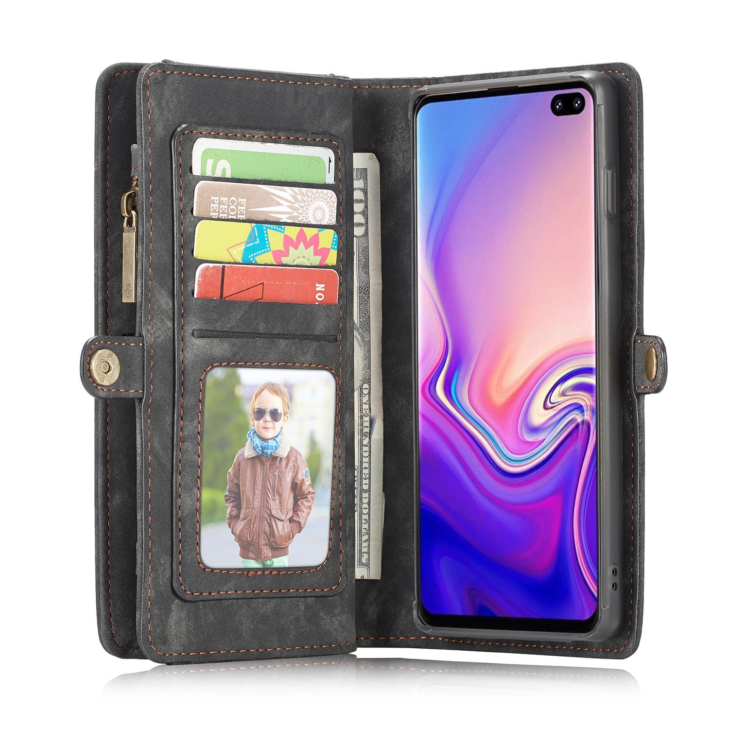 Samsung Galaxy S10 Rummeligt pungetui med mange kortholdere, Grå