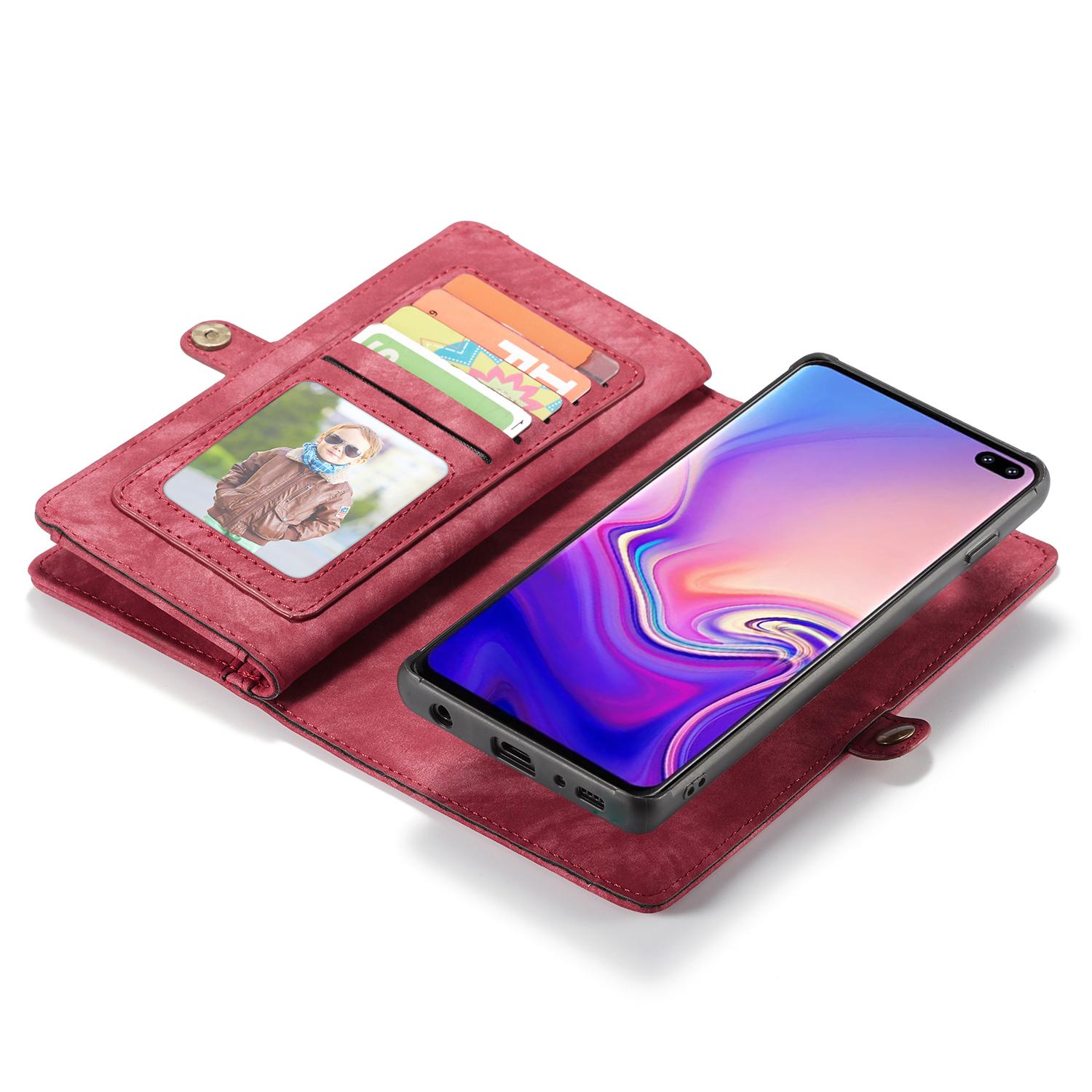 Samsung Galaxy S10 Rummeligt pungetui med mange kortholdere, Rød