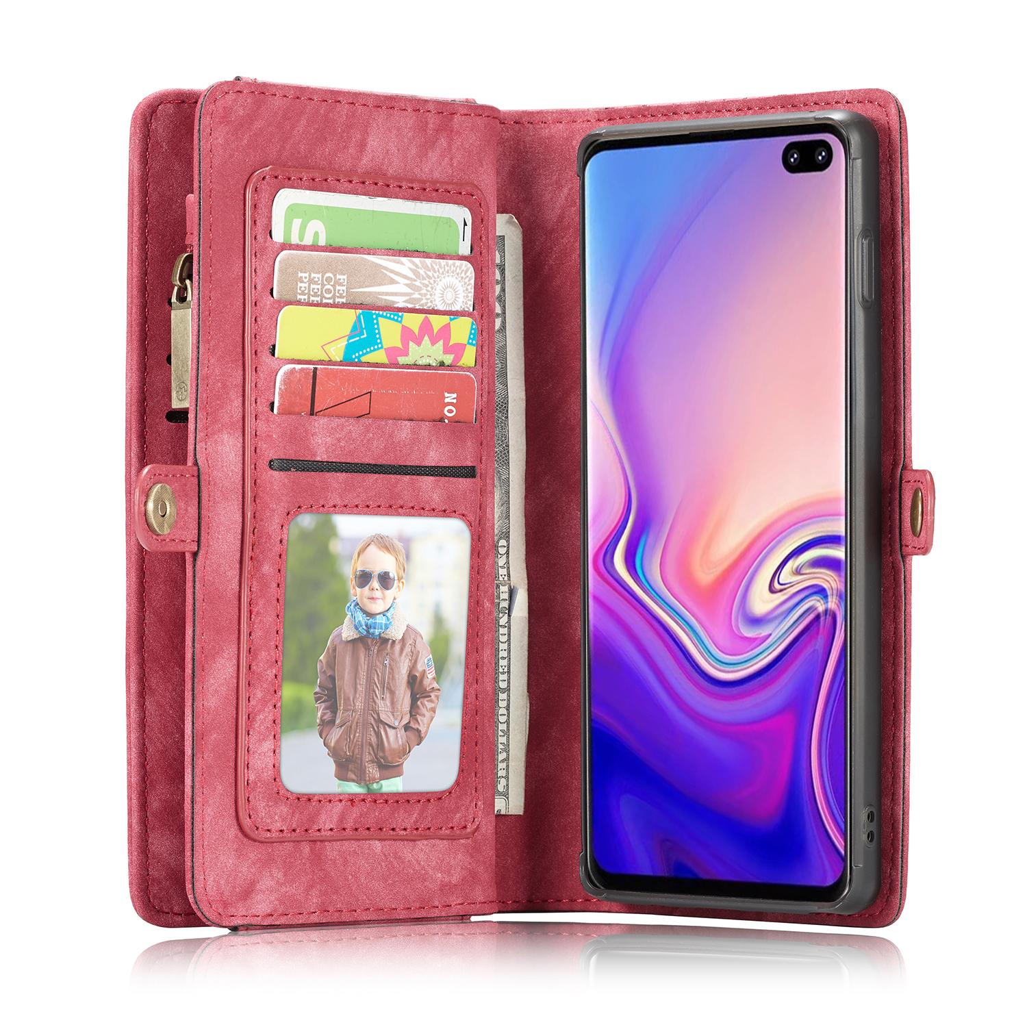 Samsung Galaxy S10 Rummeligt pungetui med mange kortholdere, Rød