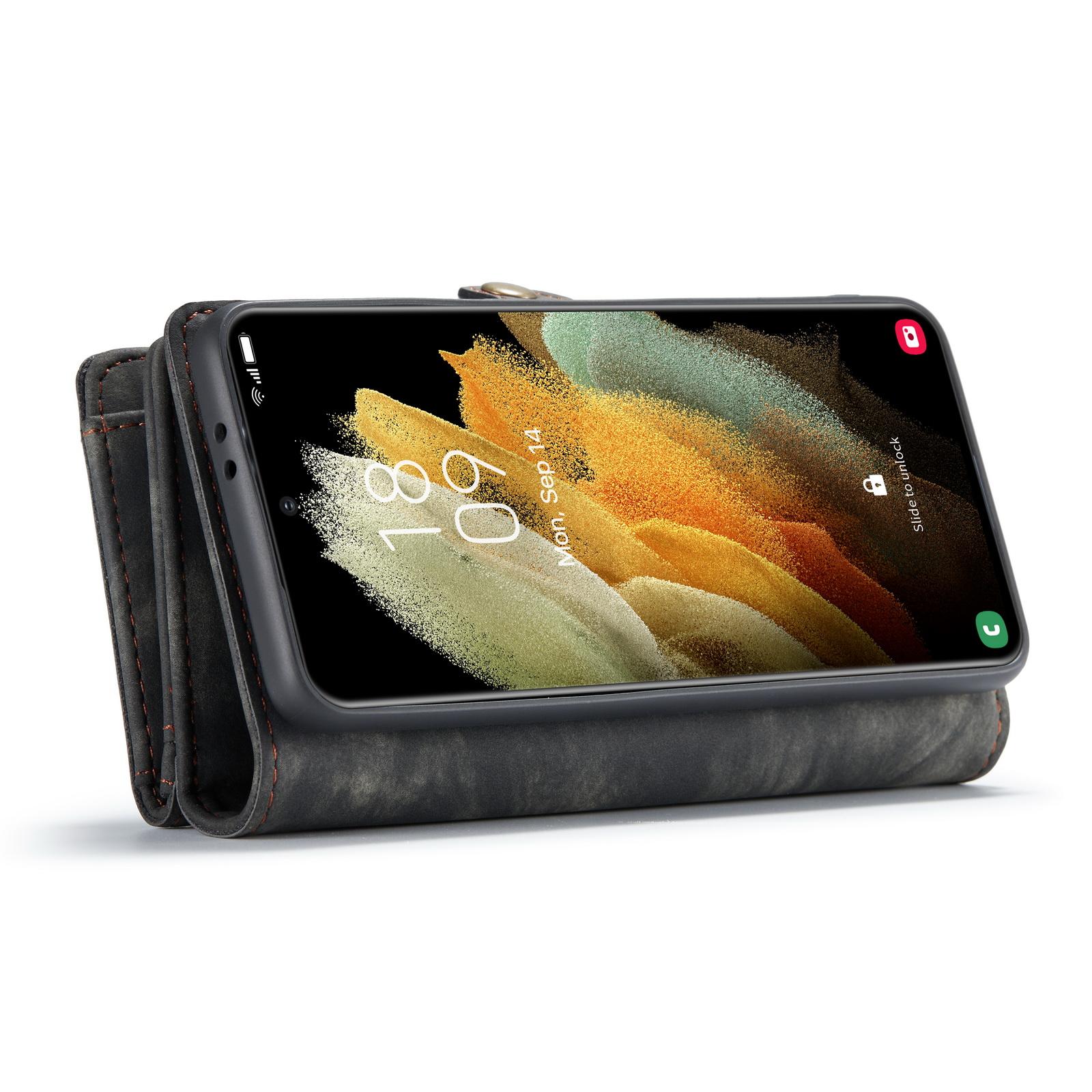 Samsung Galaxy S21 Plus Rummeligt pungetui med mange kortholdere, Grå