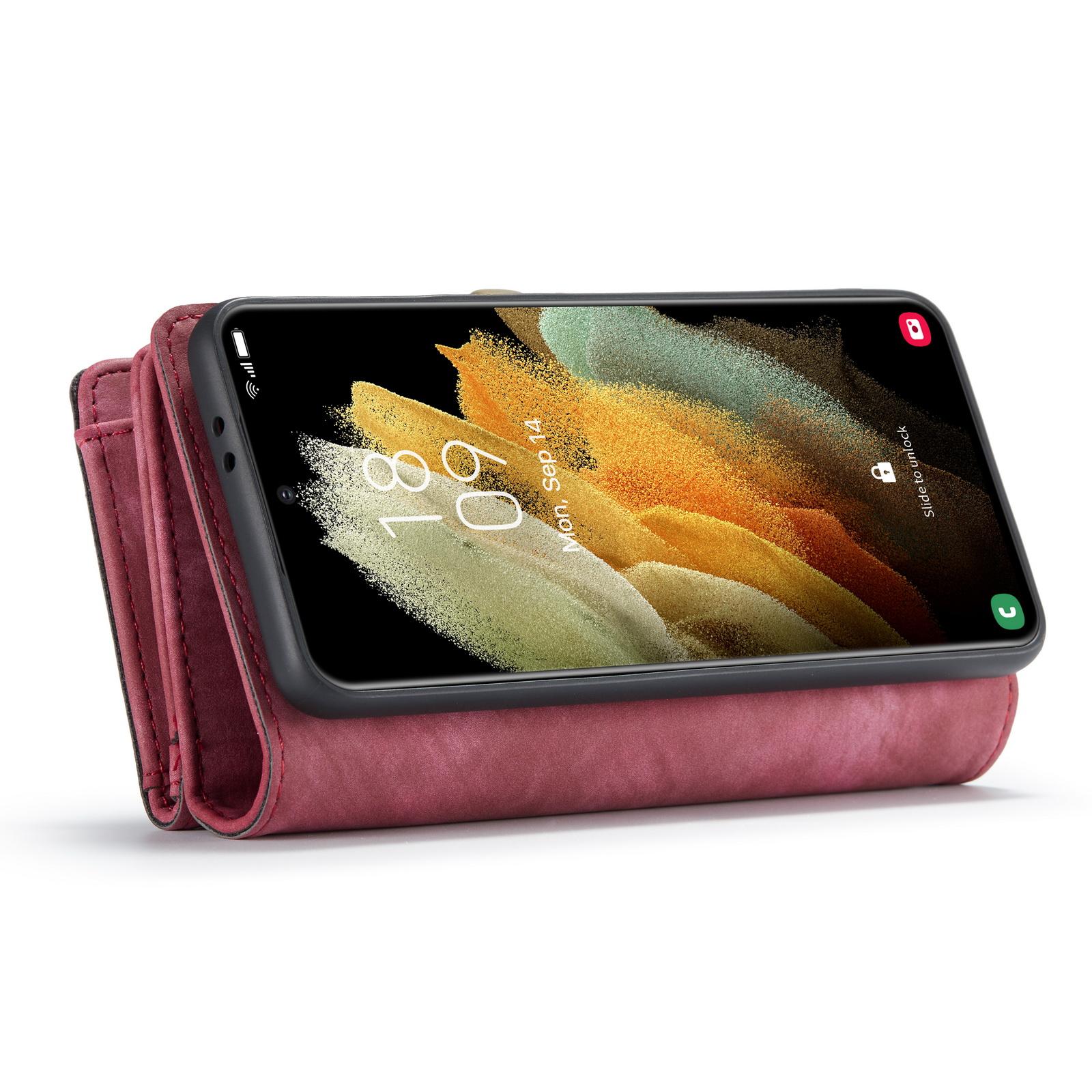Samsung Galaxy S21 Plus Rummeligt pungetui med mange kortholdere, Rød
