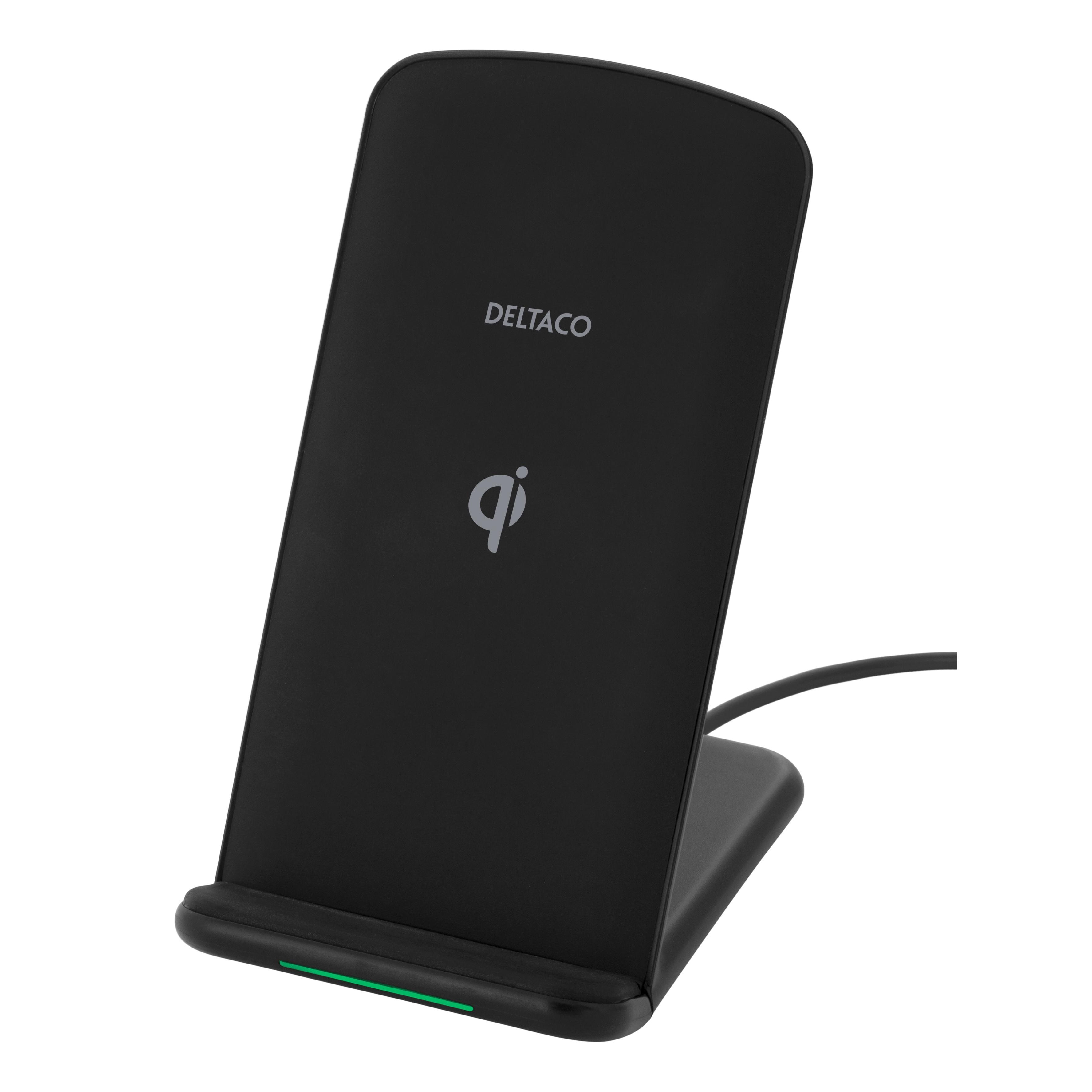 Trådløs 10W Qi-oplader med stander, Sort