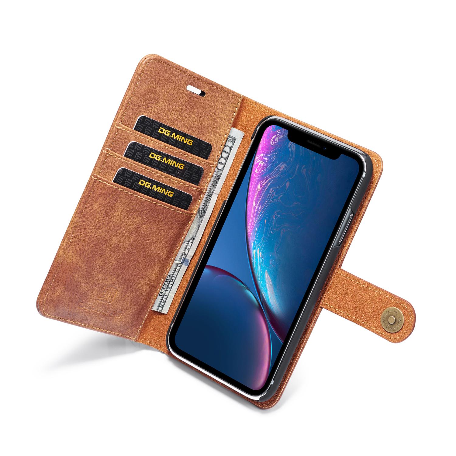 iPhone Xr Pungetui med aftageligt cover, Cognac