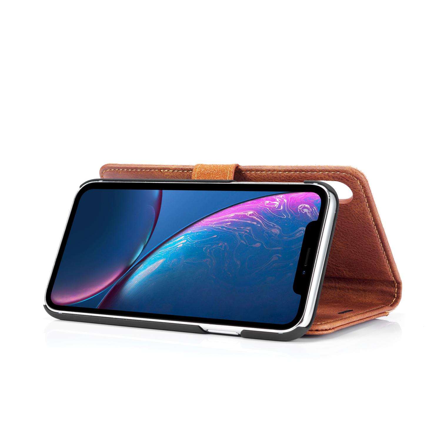 iPhone Xr Pungetui med aftageligt cover, Cognac
