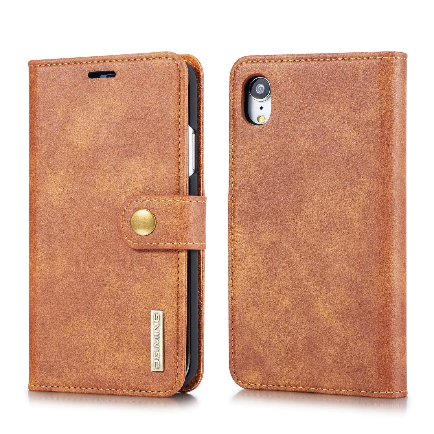 iPhone Xr Pungetui med aftageligt cover, Cognac