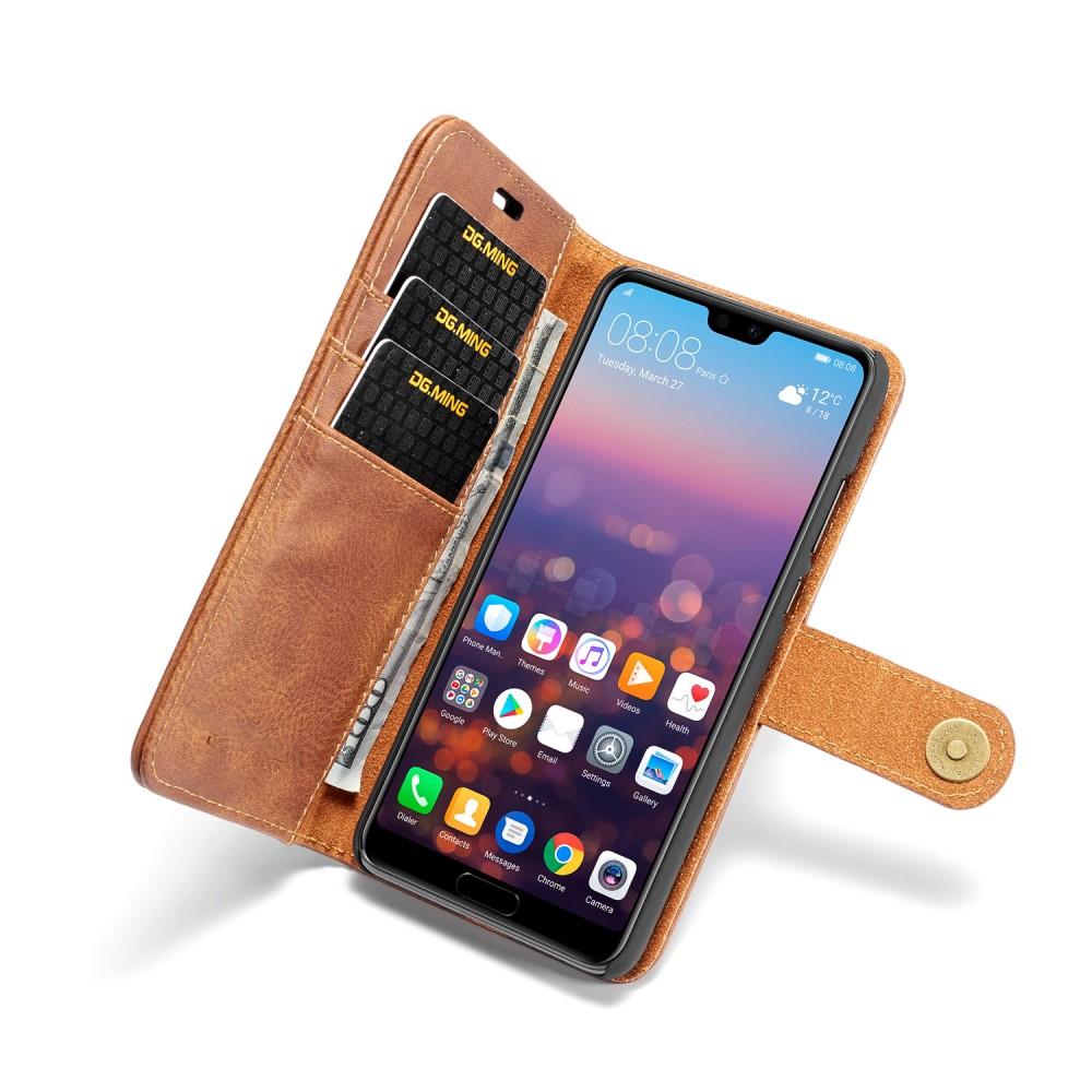 Huawei P20 Pungetui med aftageligt cover, Cognac