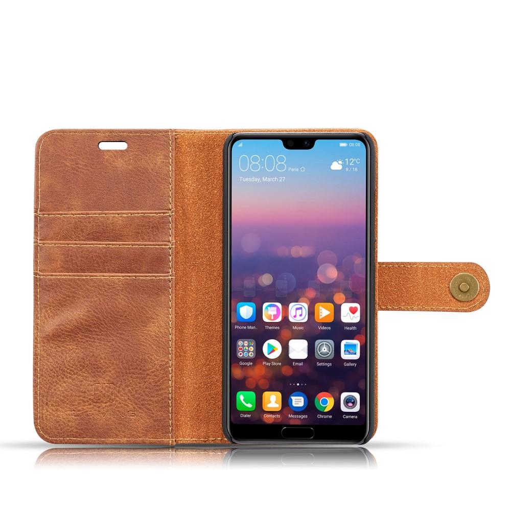 Huawei P20 Pungetui med aftageligt cover, Cognac