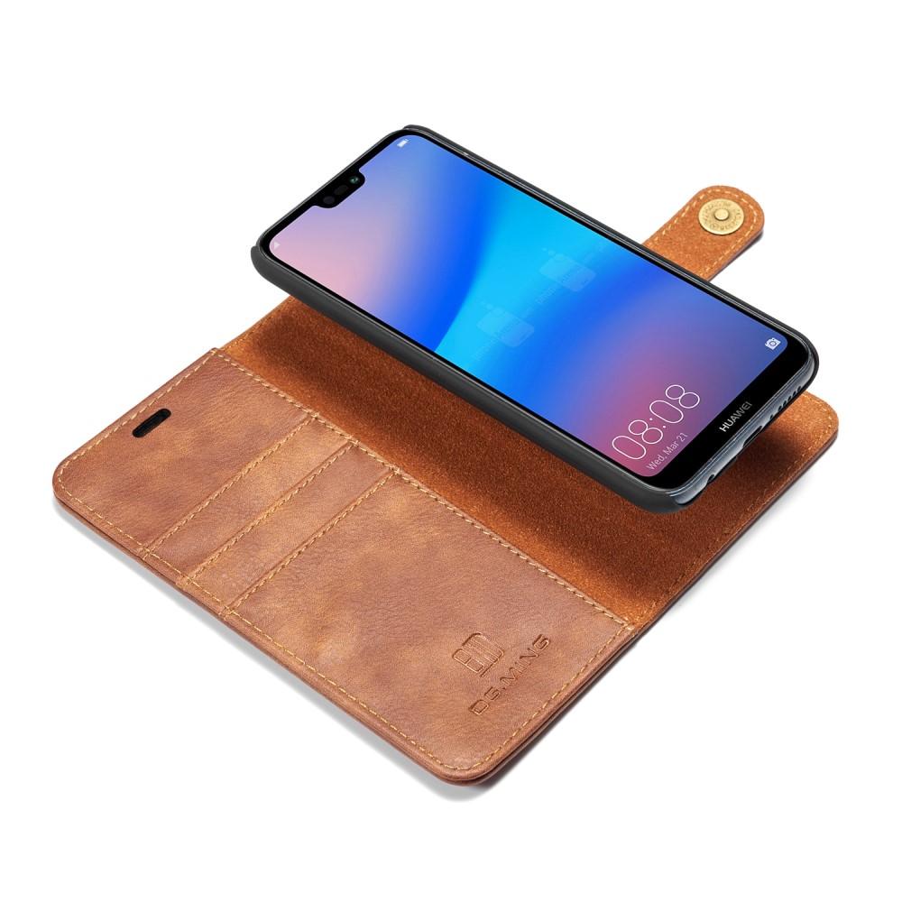 Huawei P20 Lite Pungetui med aftageligt cover, Cognac