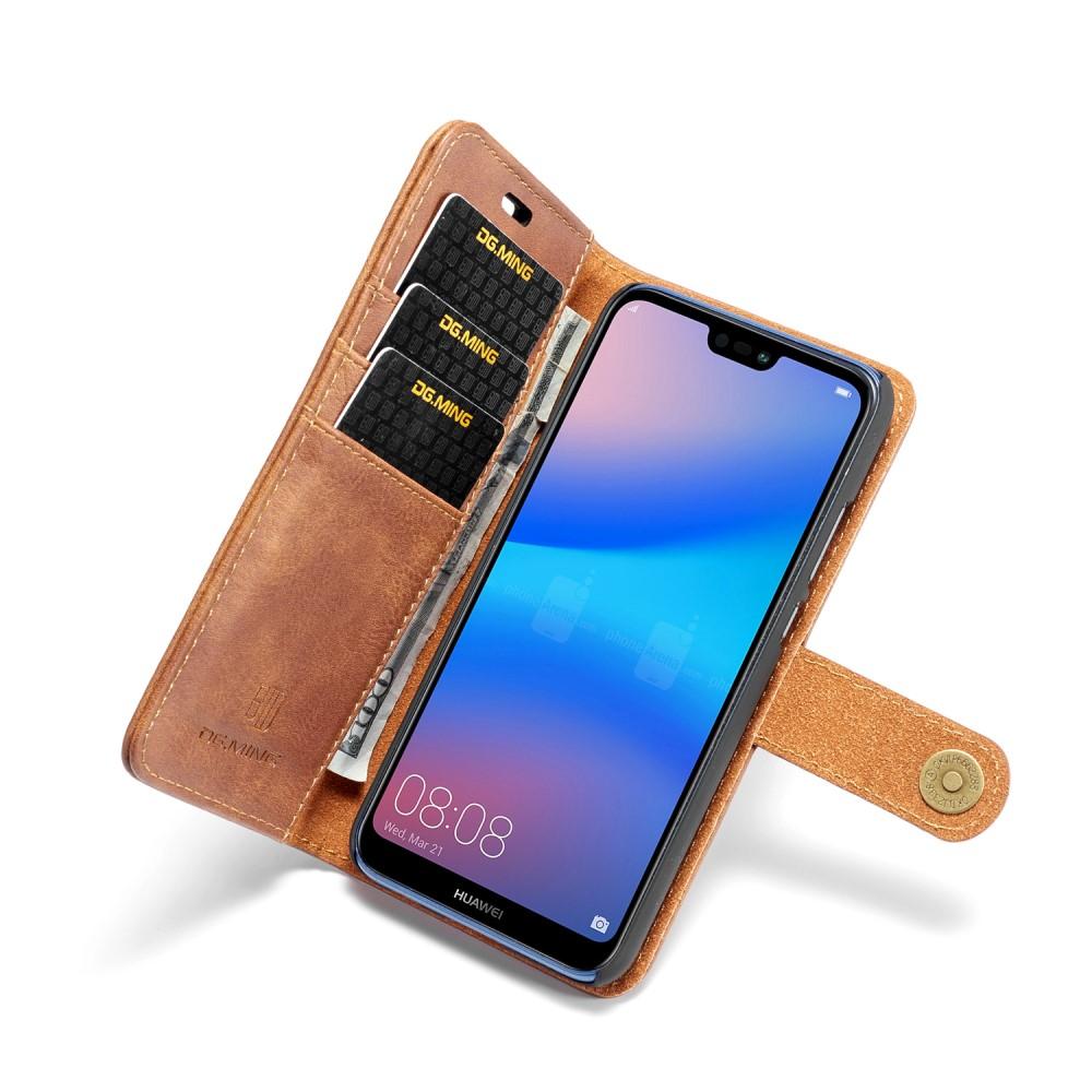 Huawei P20 Lite Pungetui med aftageligt cover, Cognac