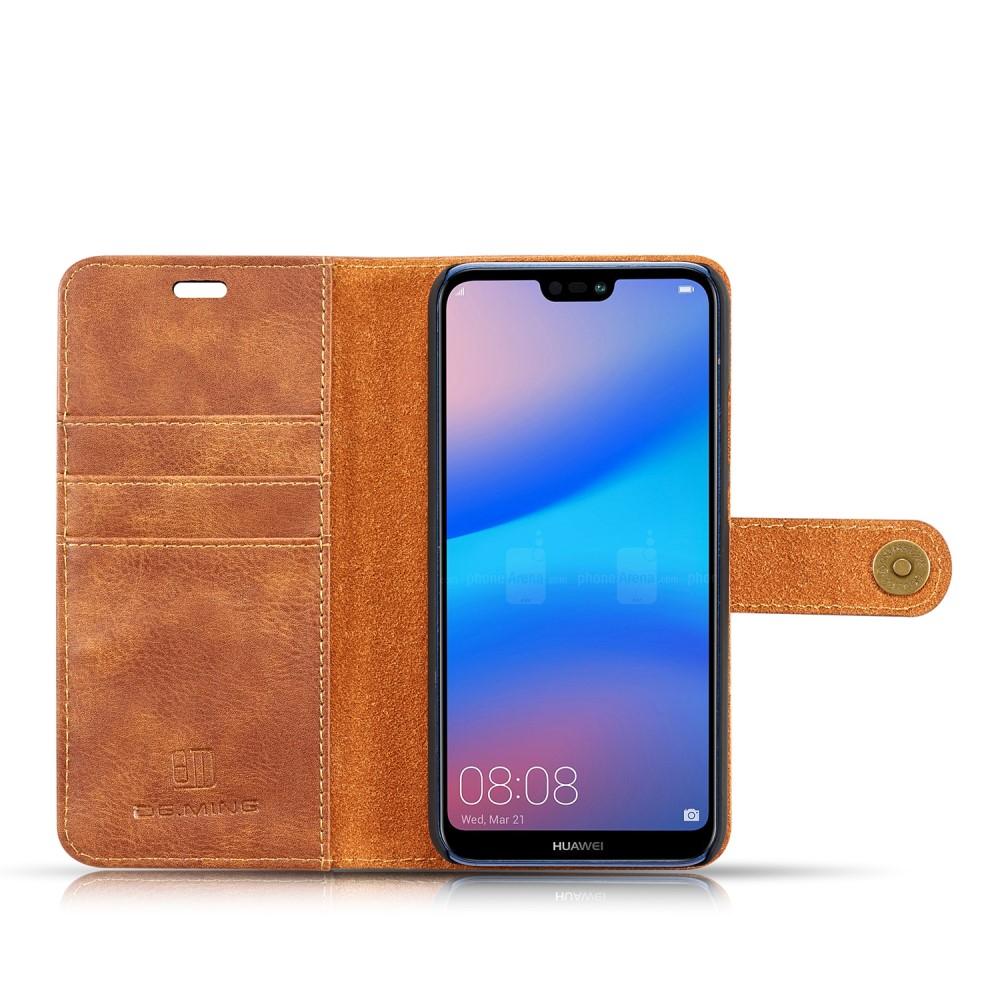 Huawei P20 Lite Pungetui med aftageligt cover, Cognac