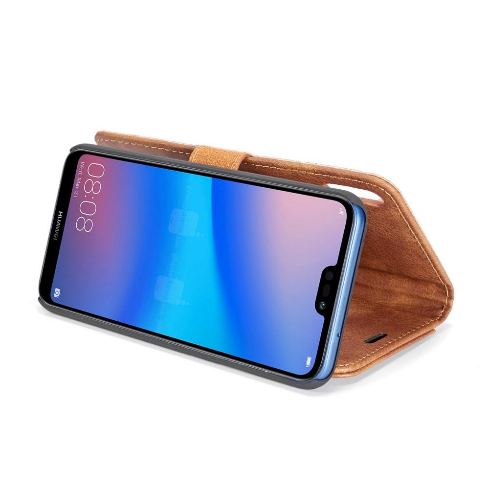 Huawei P20 Lite Pungetui med aftageligt cover, Cognac
