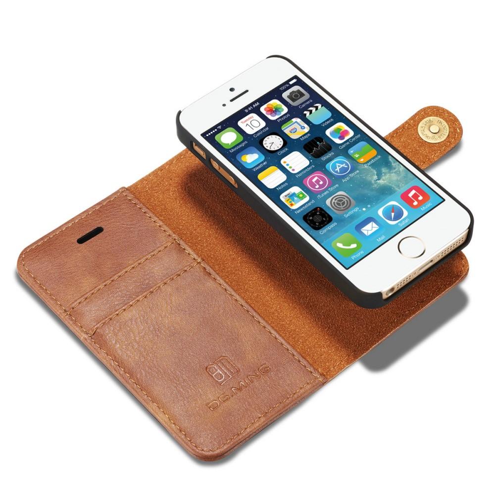 iPhone 5/5S/SE Pungetui med aftageligt cover, Cognac