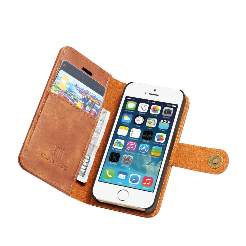 iPhone 5/5S/SE Pungetui med aftageligt cover, Cognac