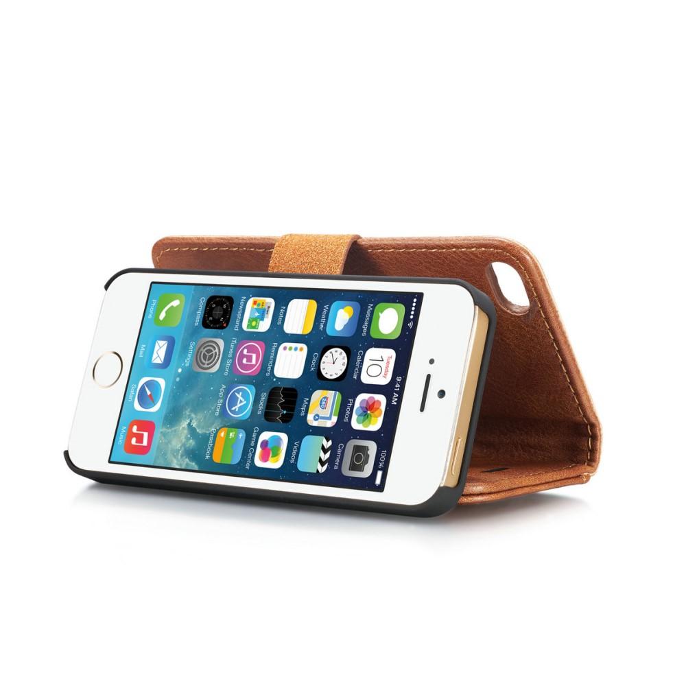 iPhone 5/5S/SE Pungetui med aftageligt cover, Cognac