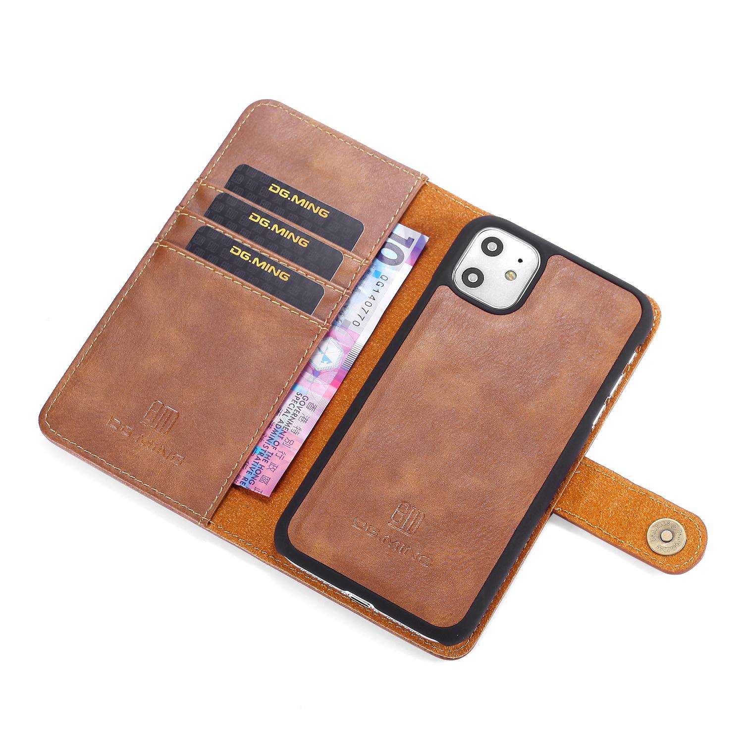 iPhone 11 Pungetui med aftageligt cover, Cognac