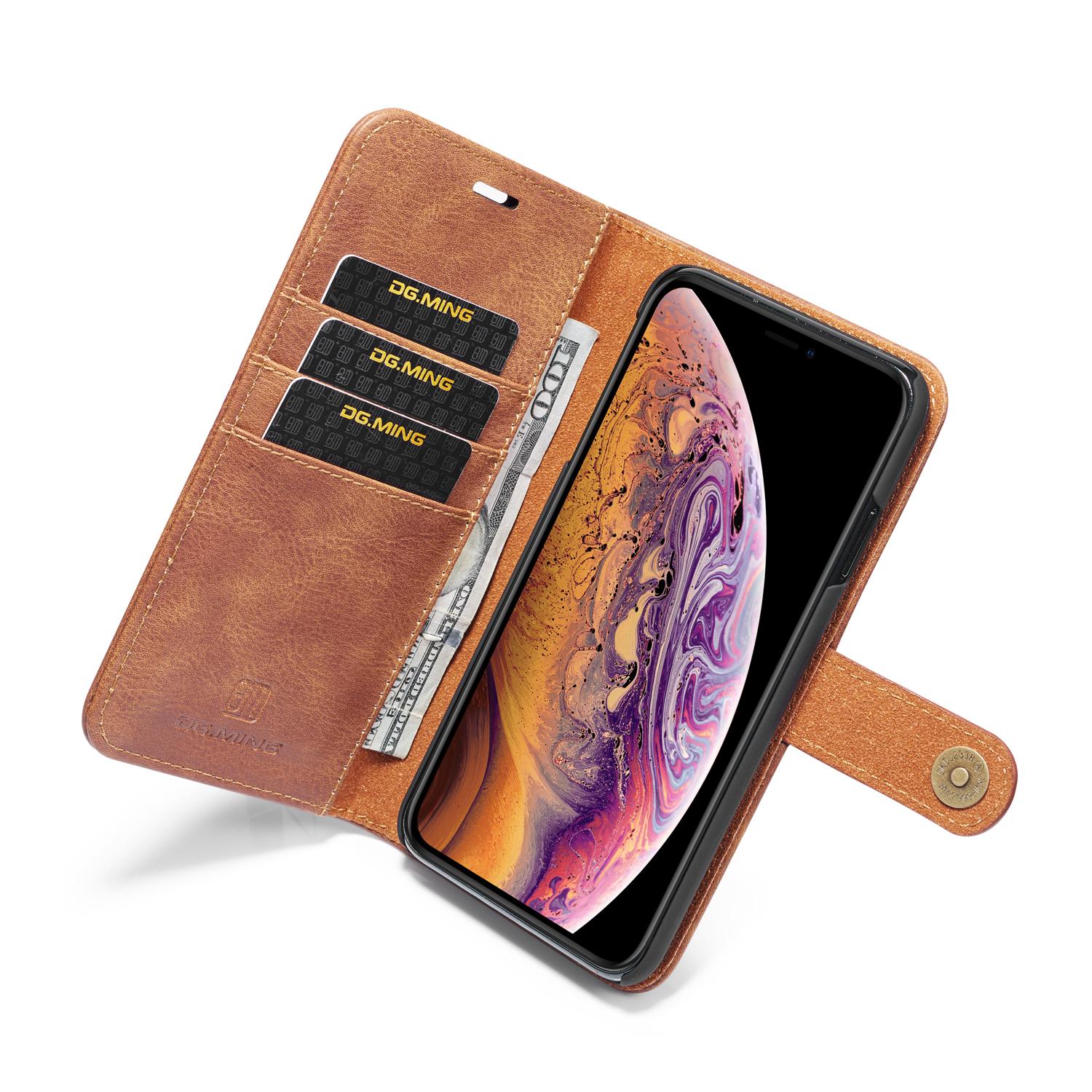 iPhone X/XS Pungetui med aftageligt cover, Cognac