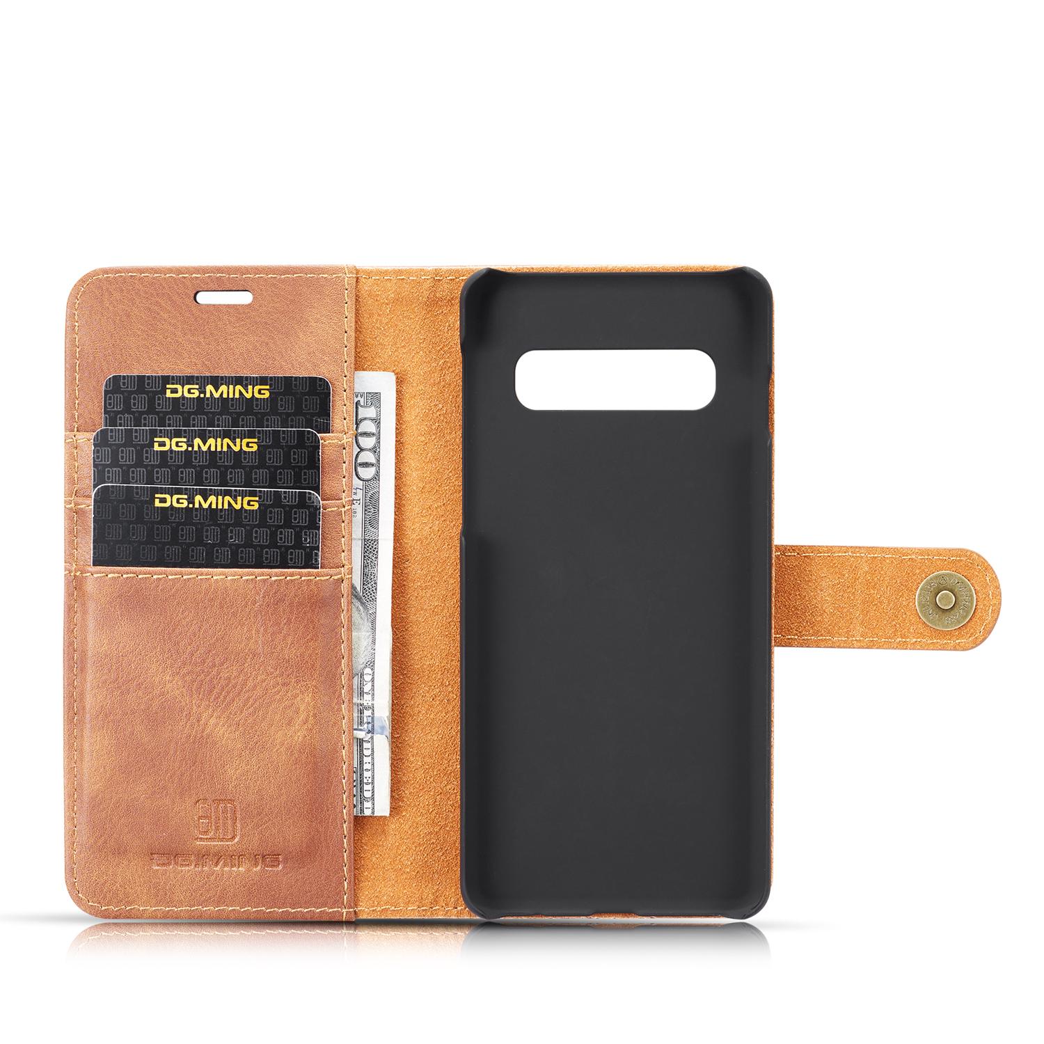 Samsung Galaxy S10 Plus Pungetui med aftageligt cover, Cognac