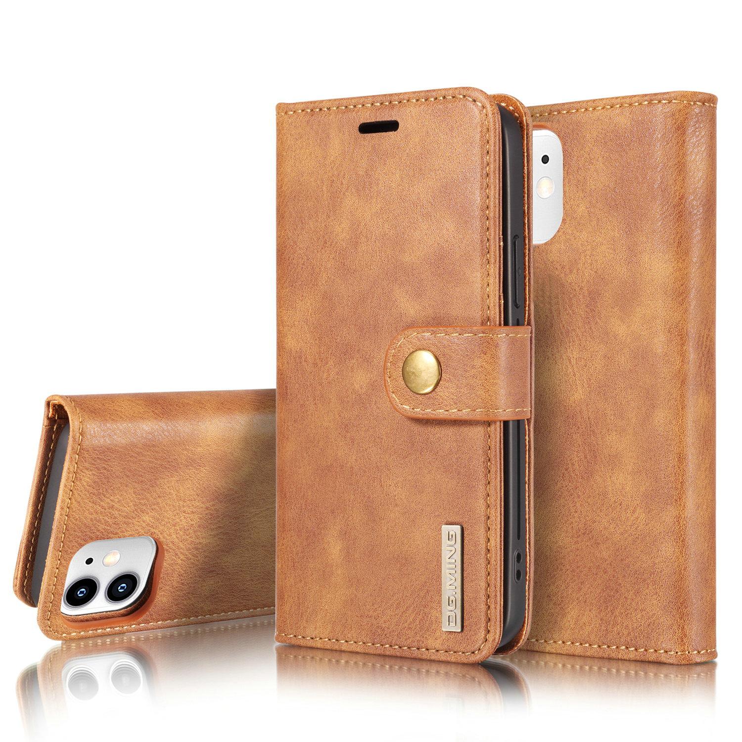 iPhone 12 Mini Pungetui med aftageligt cover, Cognac