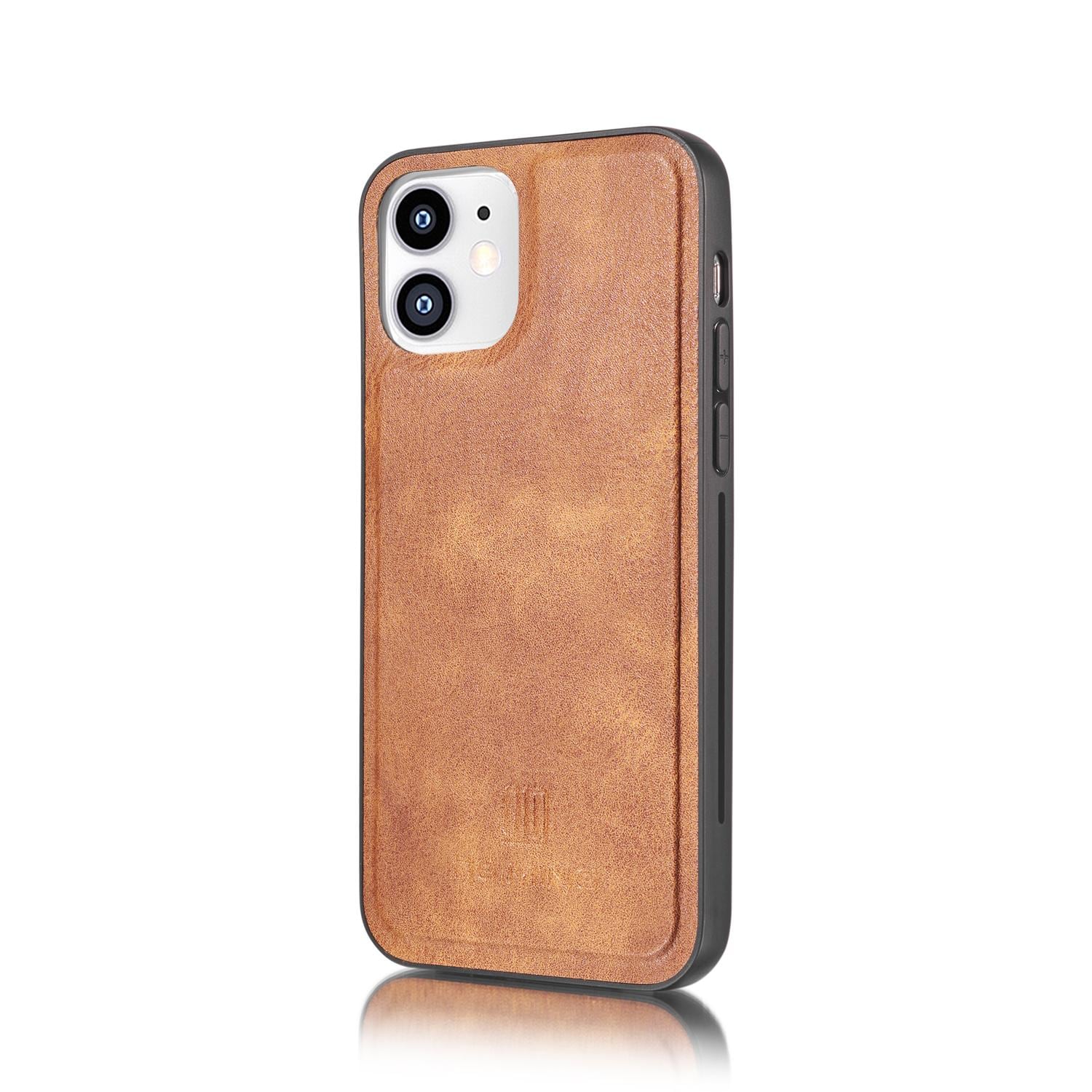 iPhone 12 Mini Pungetui med aftageligt cover, Cognac