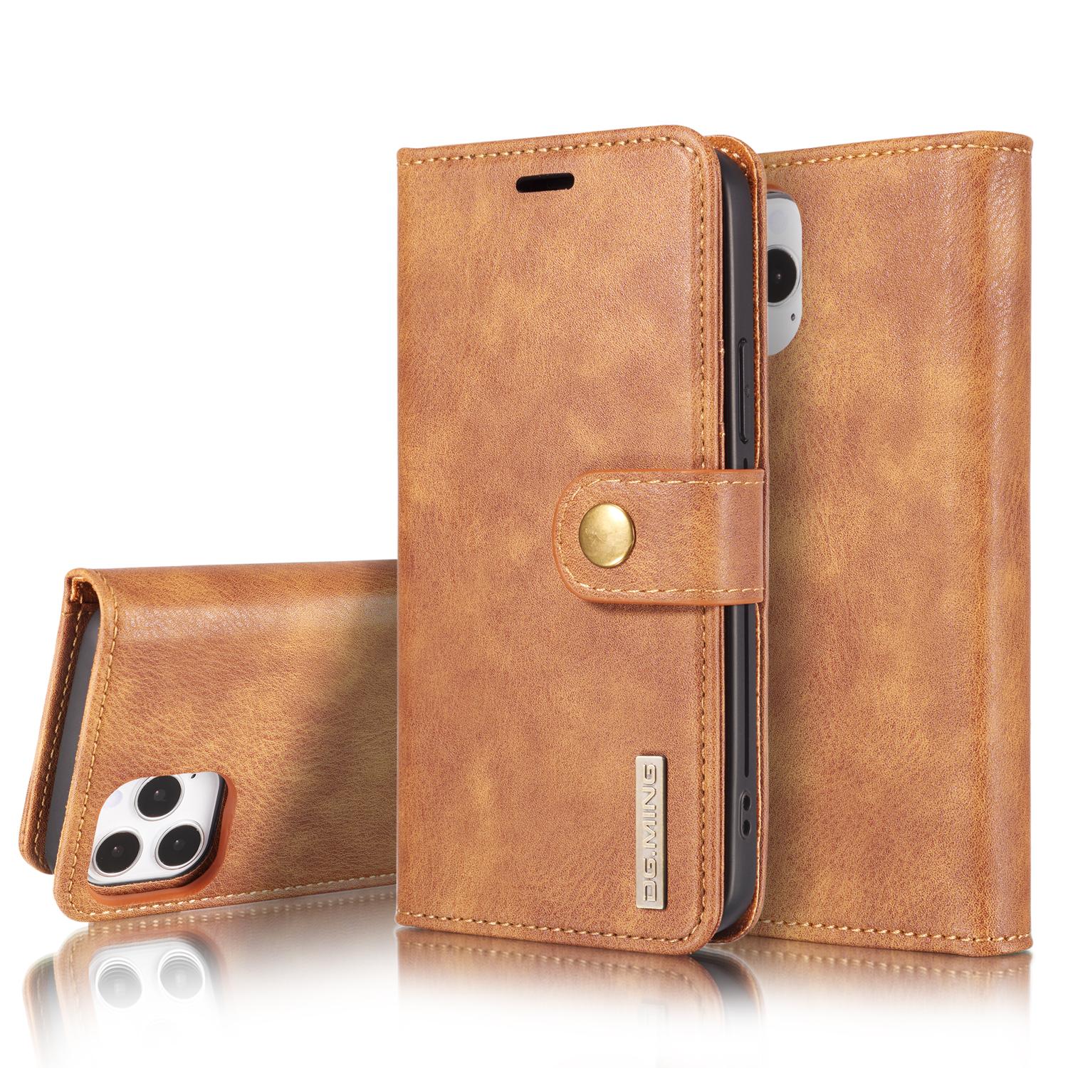 iPhone 12/iPhone 12 Pro Pungetui med aftageligt cover, Cognac