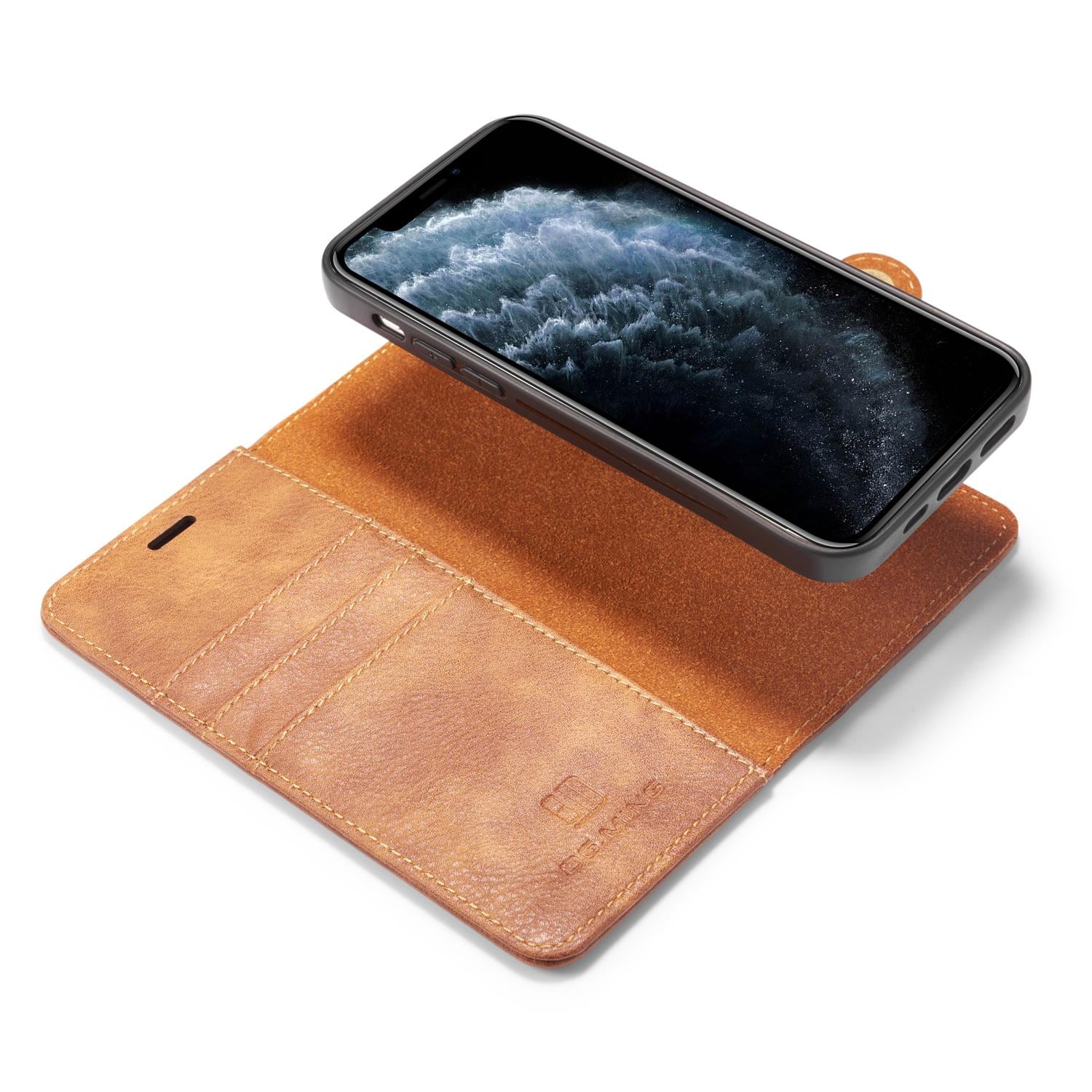 iPhone 12/iPhone 12 Pro Pungetui med aftageligt cover, Cognac