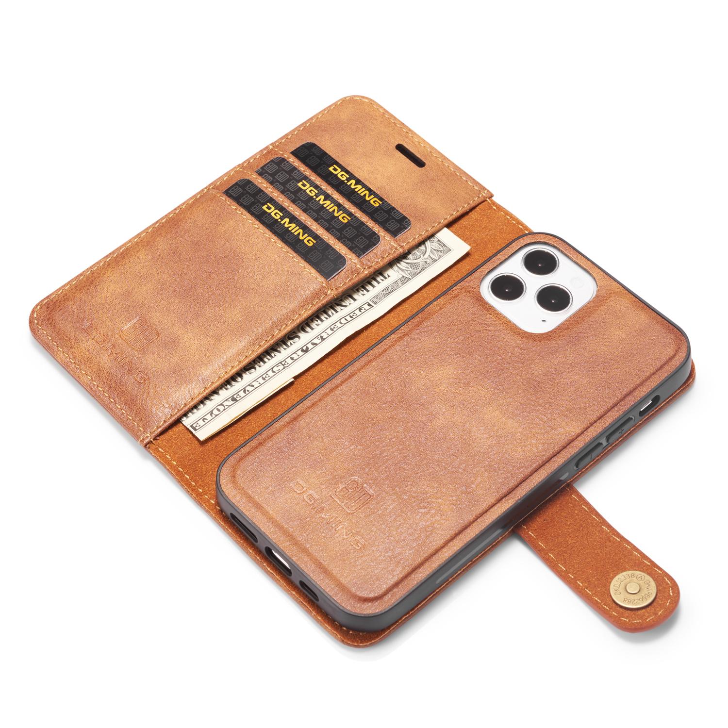 iPhone 12/iPhone 12 Pro Pungetui med aftageligt cover, Cognac