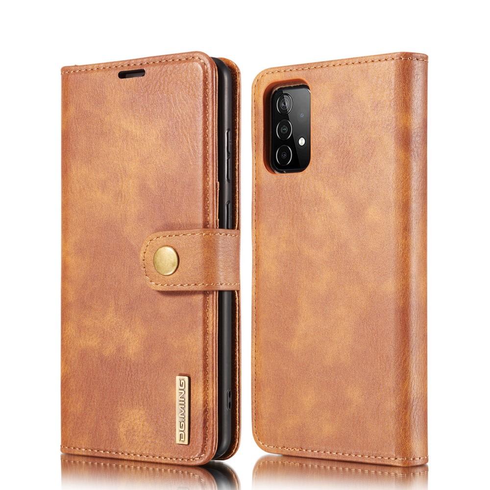 Samsung Galaxy A52 5G Pungetui med aftageligt cover, Cognac