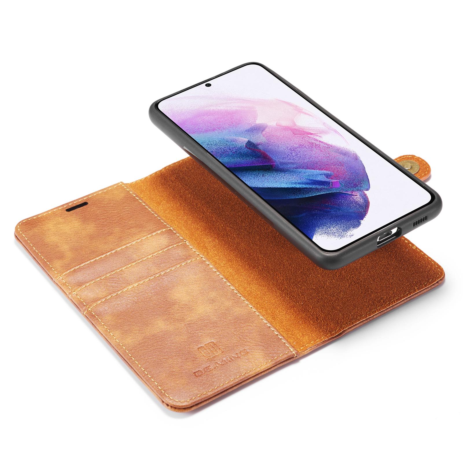 Samsung Galaxy S21 Pungetui med aftageligt cover, Cognac