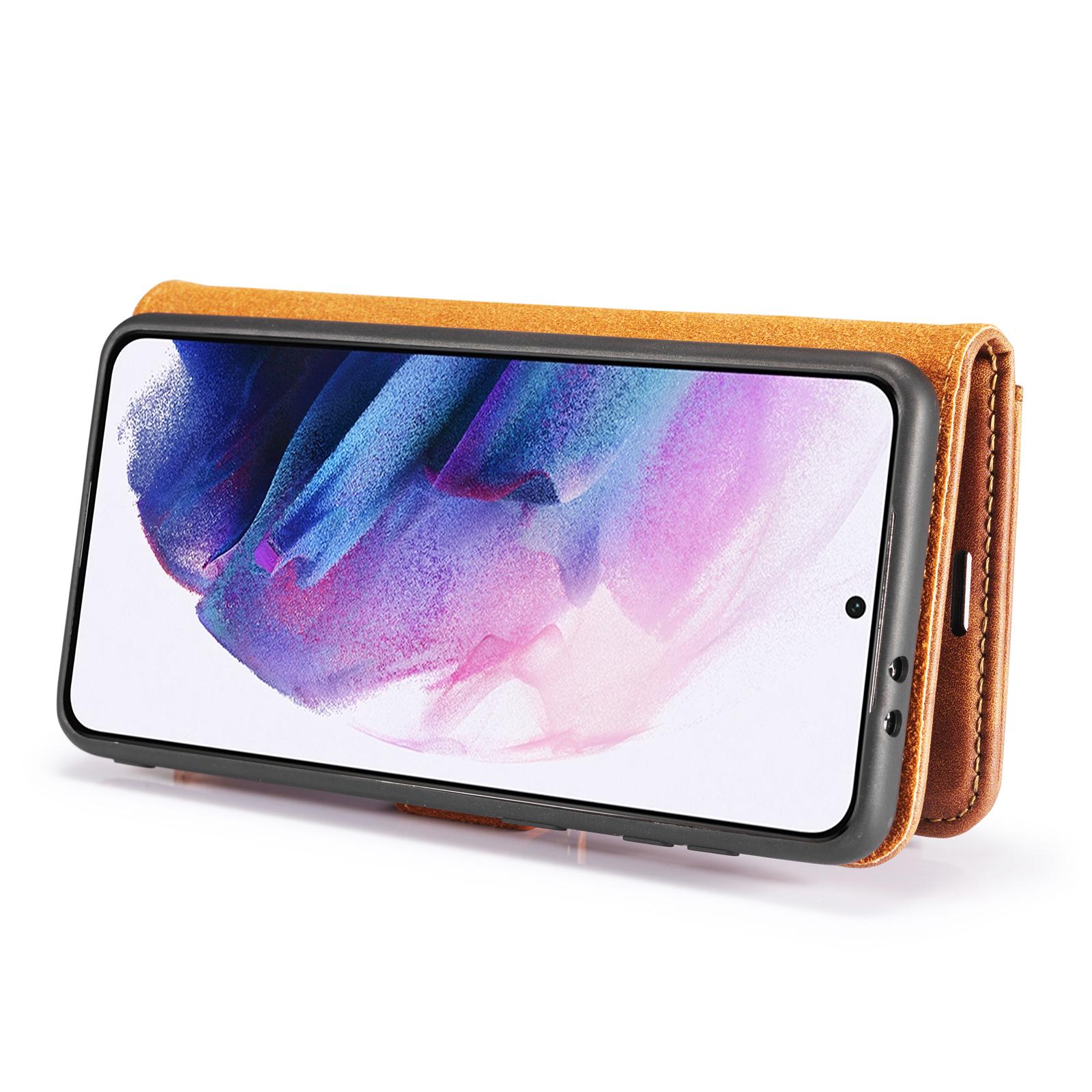 Samsung Galaxy S21 Pungetui med aftageligt cover, Cognac