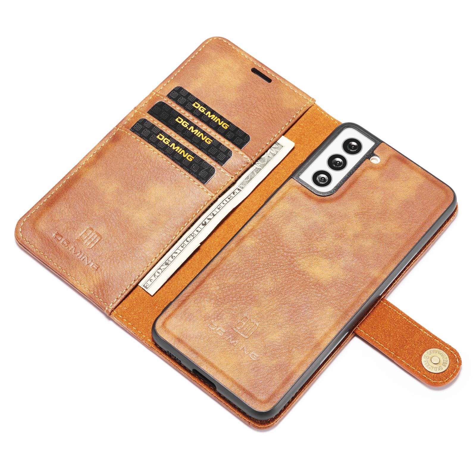 Samsung Galaxy S21 Pungetui med aftageligt cover, Cognac