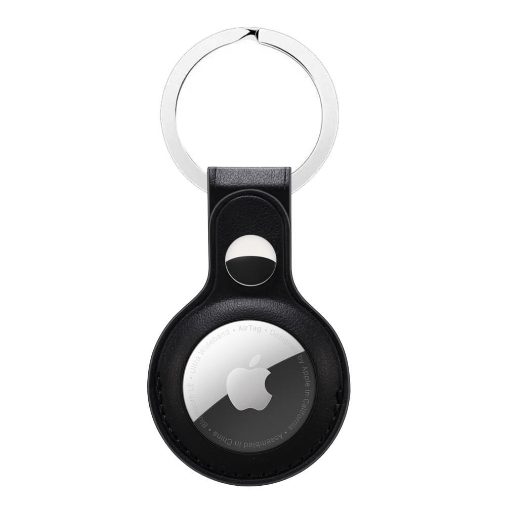 Apple AirTag Nøglering med lædercover, Sort