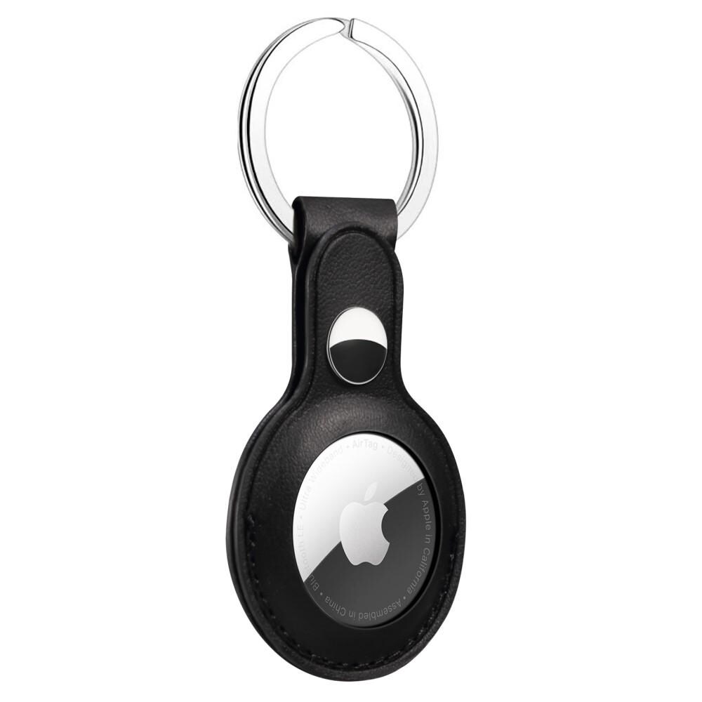 Apple AirTag Nøglering med lædercover, Sort
