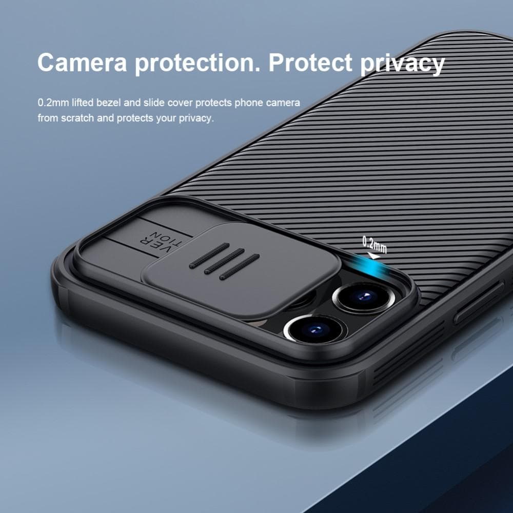 iPhone 12/iPhone 12 Pro Cover med kamerabeskyttelse - CamShield, Sort
