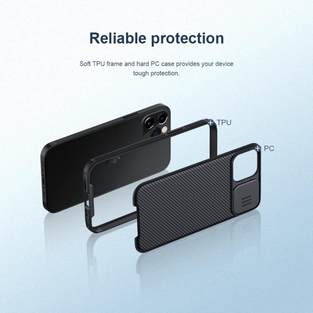 iPhone 12/iPhone 12 Pro Cover med kamerabeskyttelse - CamShield, Sort