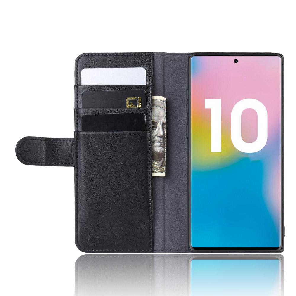 Samsung Galaxy Note 10 Plus Slankt mobiletui i ægte læder, Sort