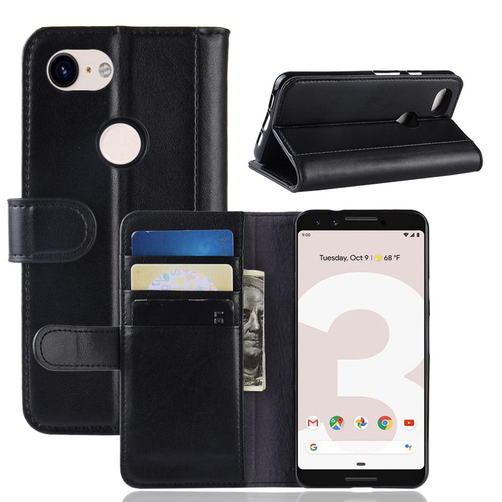 Google Pixel 3a Slankt mobiletui i ægte læder, Sort