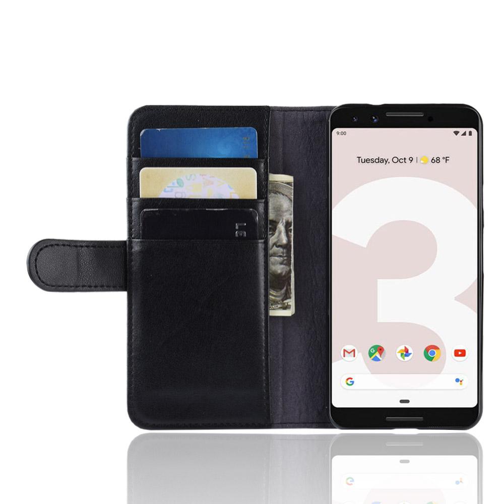 Google Pixel 3a Slankt mobiletui i ægte læder, Sort