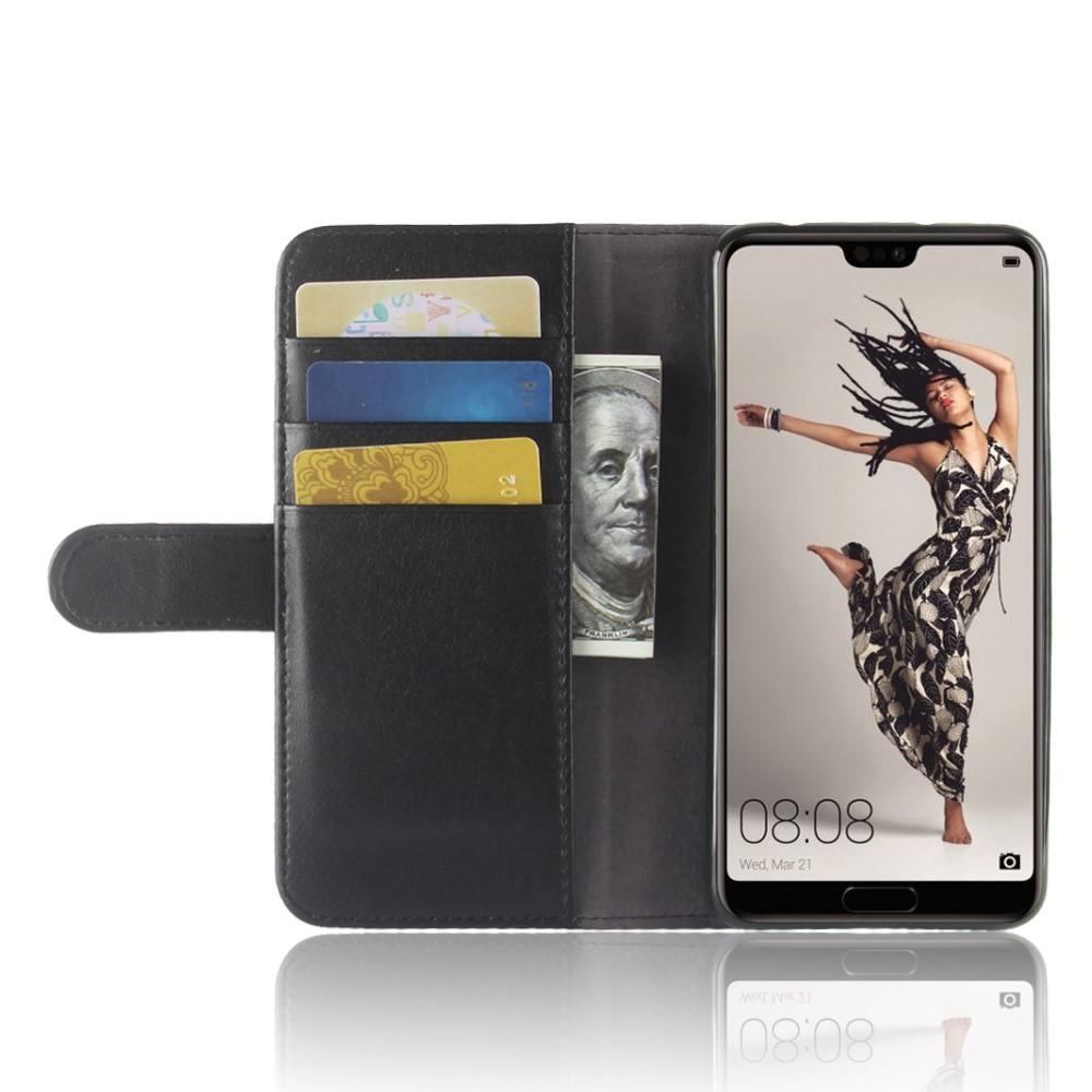 Huawei P20 Pro Slankt mobiletui i ægte læder, Sort