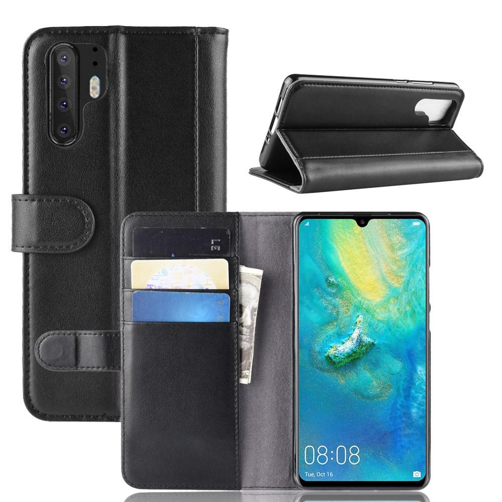 Huawei P30 Pro Slankt mobiletui i ægte læder, Sort