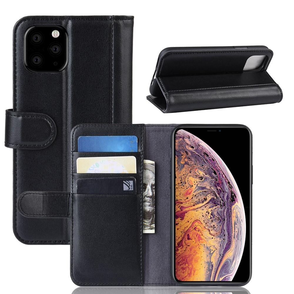 iPhone 11 Pro Max Slankt mobiletui i ægte læder, Sort