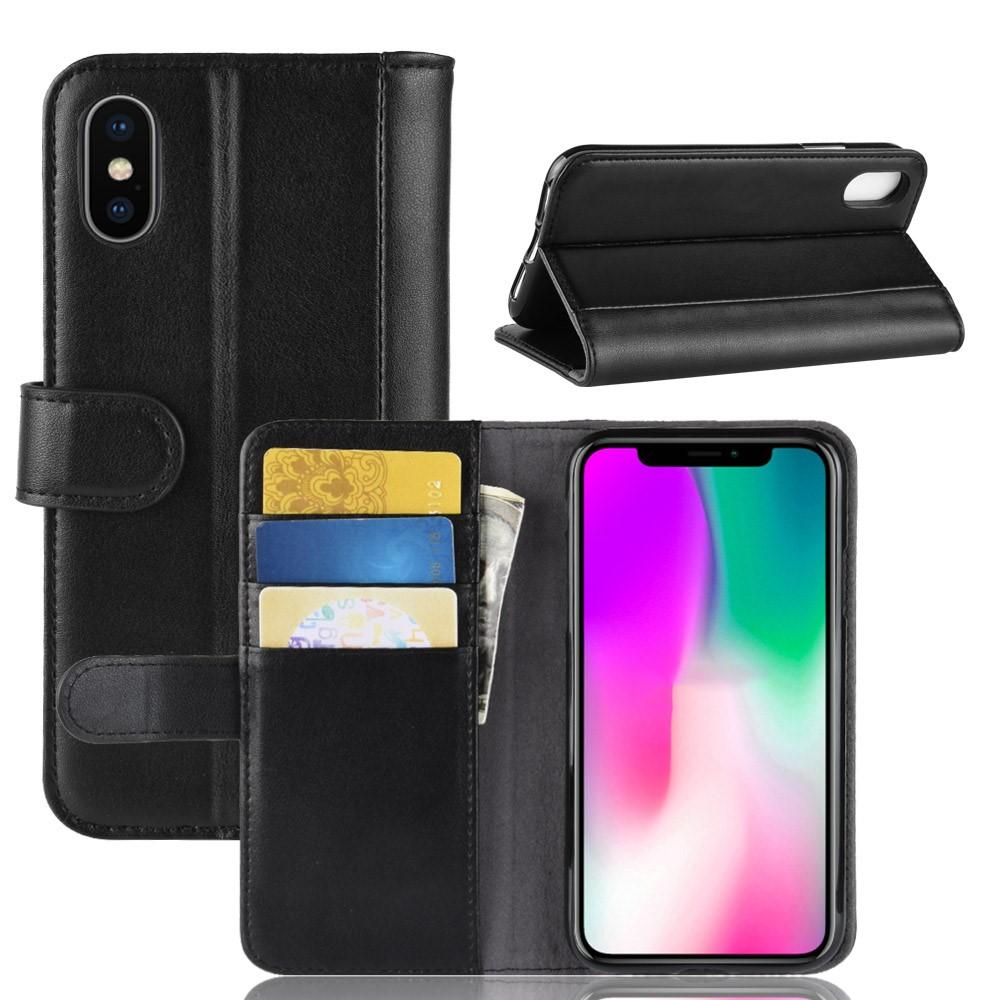 iPhone Xr Slankt mobiletui i ægte læder, Sort