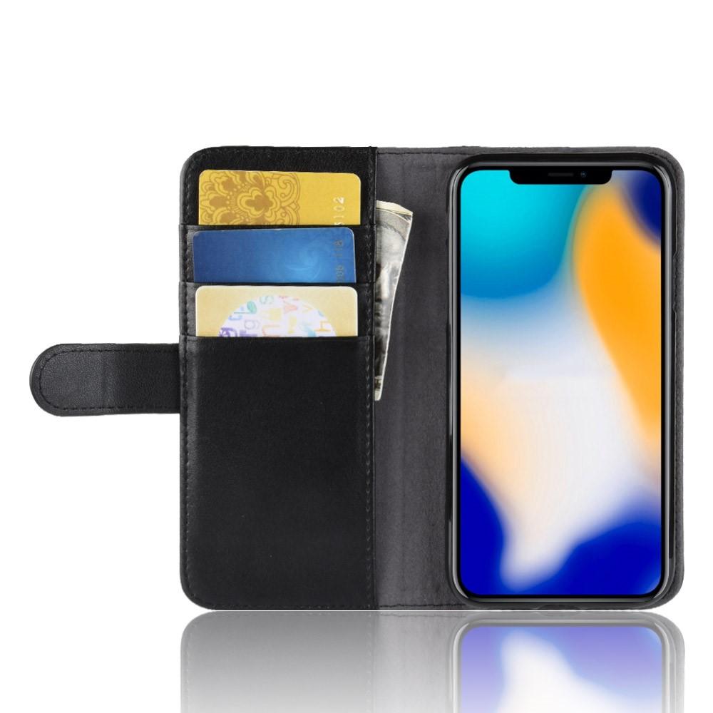 iPhone Xs Max Slankt mobiletui i ægte læder, Sort