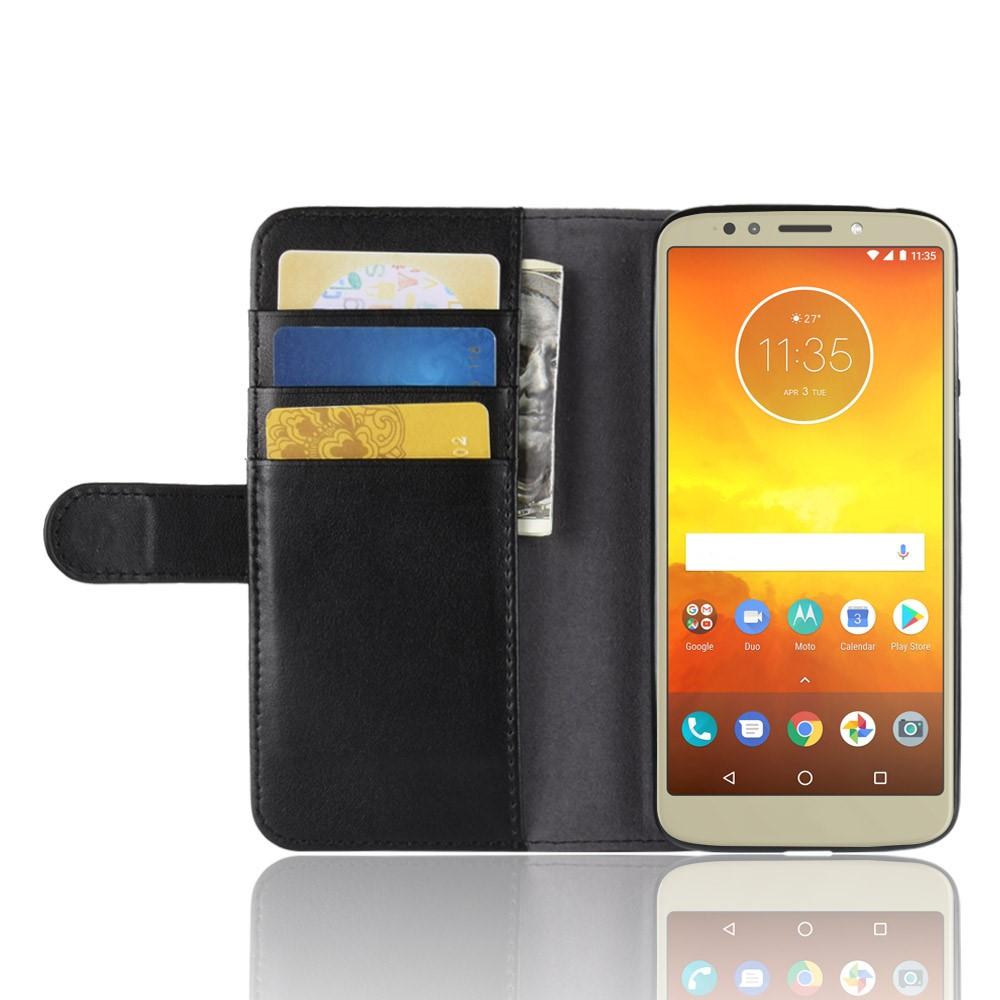 Motorola Moto E5/Moto G6 Play Slankt mobiletui i ægte læder, Sort